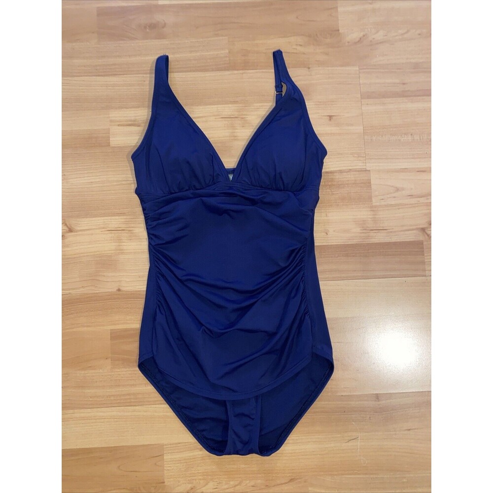 Tommy Bahama One-Piece Swimsuit Size 6 Women's Slimming Ruched Navy Excellent